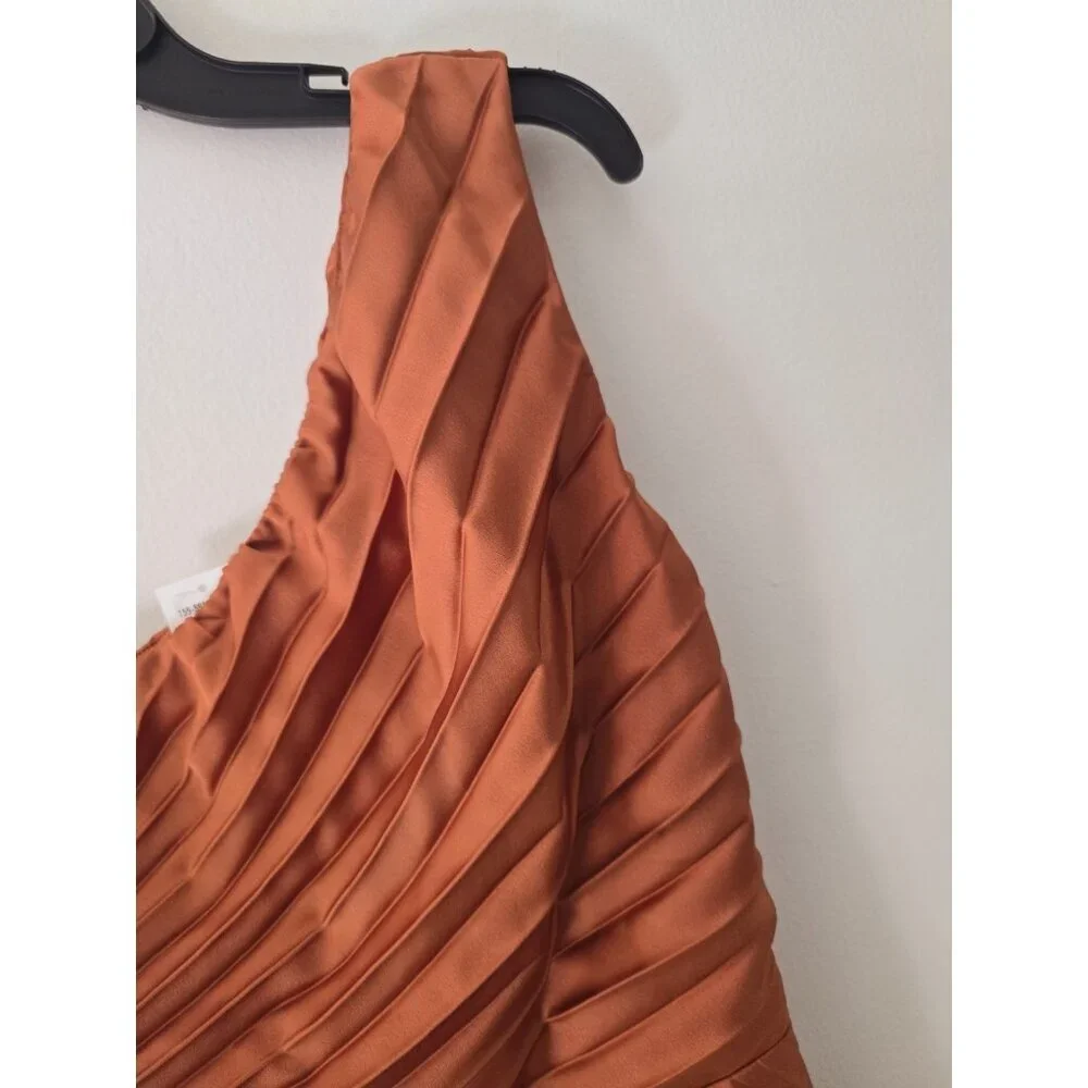 Abercrombie Fitch Giselle Pleated One Shoulder Maxi Copper Terracotta Dress XSP